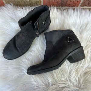 Teva Black Leather Buckle Strap Ankle Booties